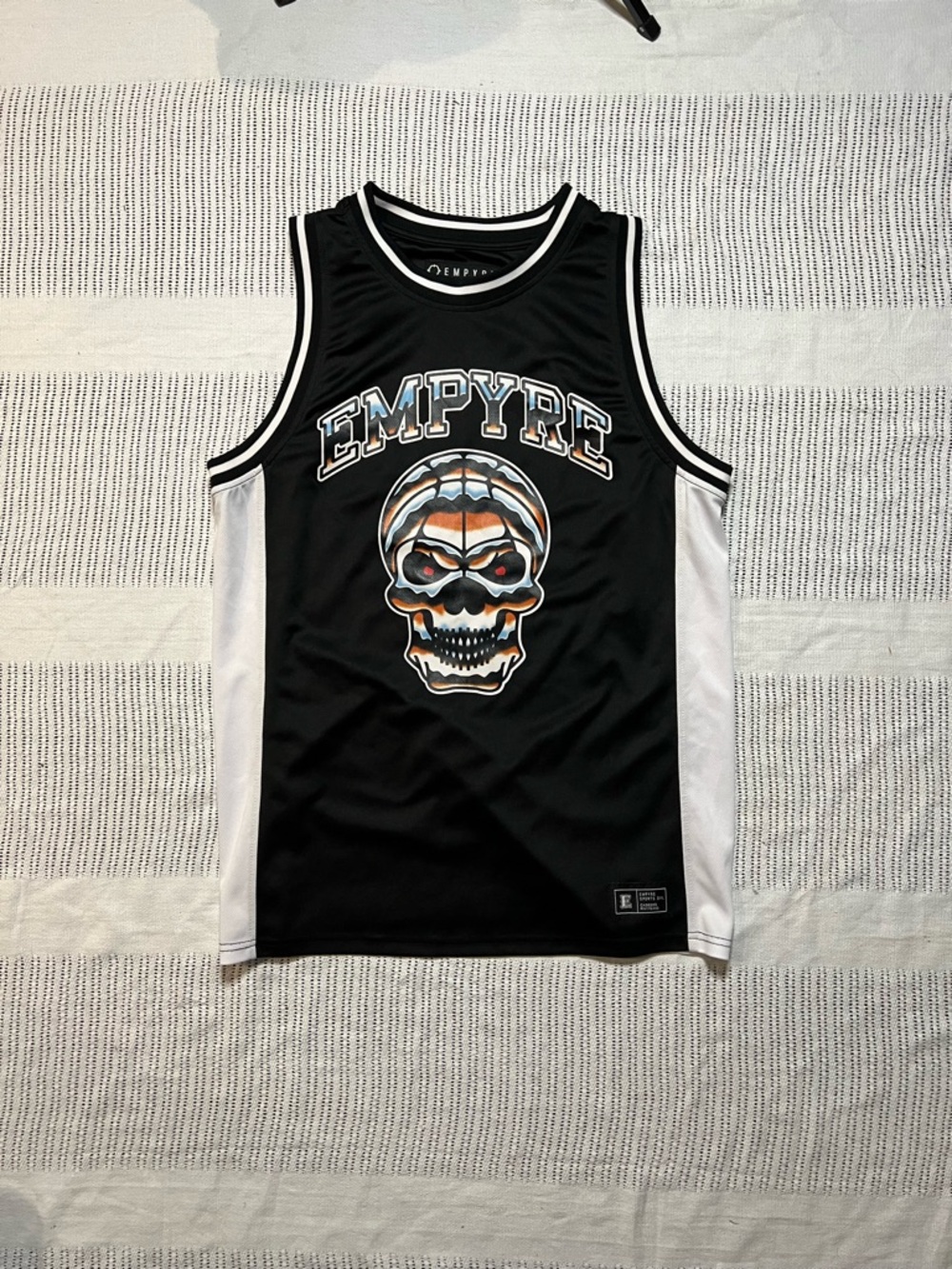 Empyre Black and White Chrome Skull Basketball Jersey